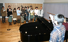 Image showing the recording of the university song by the “Green Echo Choir” of the Department of Music